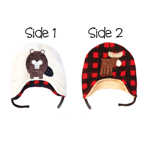Flap Jack Kids Reversible Winter Hat - Moose/Beaver (Small, 6 Months+) (80400) (Open Box)