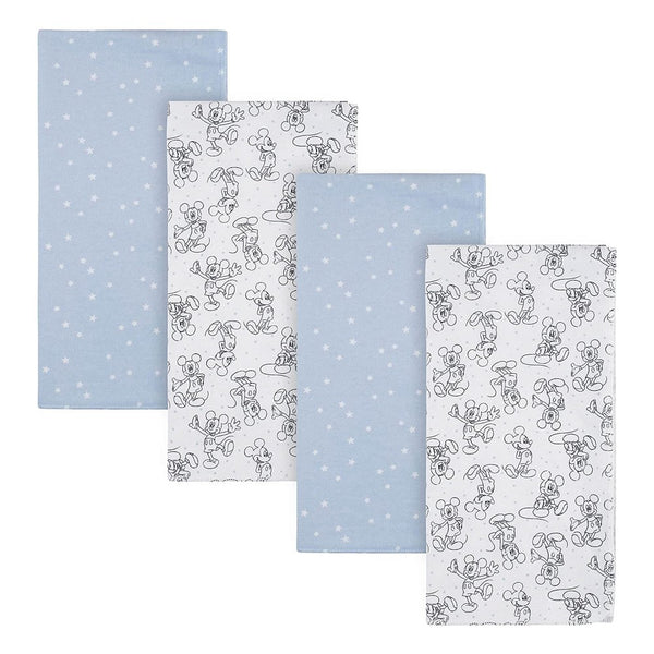Disney Baby 4-Pack Cotton Flannel Receiving Blankets - Mickey Mouse/Blue Stars