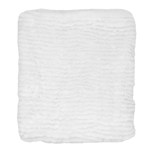 Baby Mode Signature Ridged Plush Blanket - White
