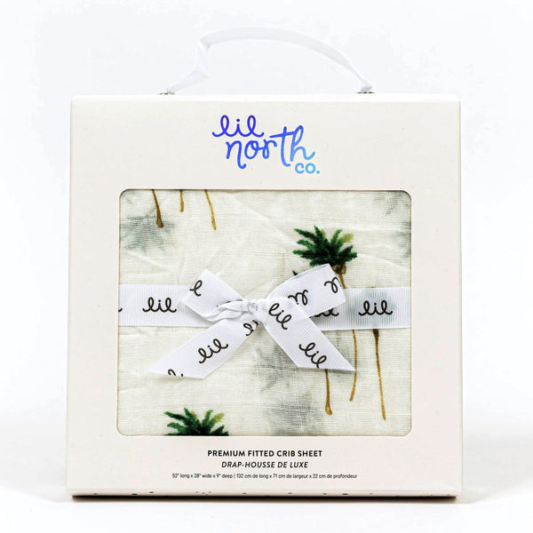 Lil North Bamboo and Cotton Blend Muslin Crib Sheet - Palm Trees