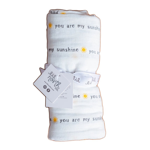 Lil North Bamboo and Cotton Blend Muslin Swaddle Blanket - You are my Sunshine