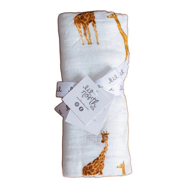 Lil North Bamboo and Cotton Blend Muslin Swaddle Blanket - Giraffe