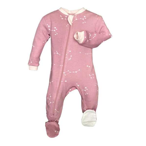 Zippy Jamz Organic Cotton Footed Sleeper - Galaxy Love Pink (Newborn)