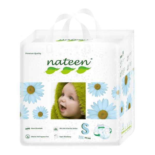 Nateen Biodegradable Premium Baby Diapers - 20ct (Small, 3-6 kg)