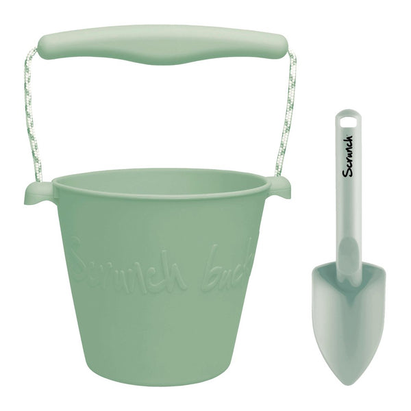 Scrunch Foldable Silicone Bucket and Spade Set - Sage Green