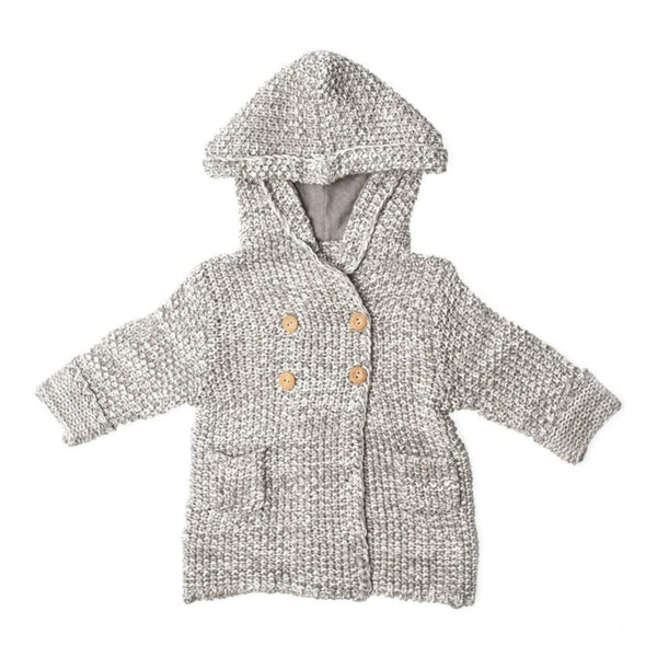 Beba Bean Crochet Knit Hoodie - Grey (6-12 Months)