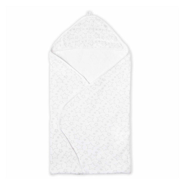 Necessities by Tender Tyme Muslin & Terry Cotton Hooded Towel - Grey Stars