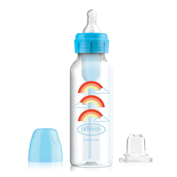 Dr. Brown's Natural Flow Anti-Colic Options+ Narrow Sippy Bottle - Blue Rainbow (8 oz)