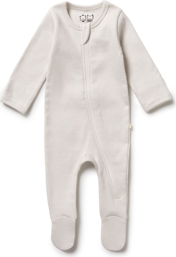 Wilson+Frenchy Organic Cotton Striped Long Sleeve Footed Sleeper - Clay (Petit Baby, Up to 3.5 Kg)