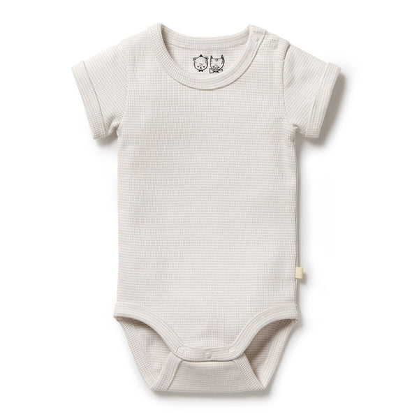 Wilson+Frenchy Organic Cotton Striped Short Sleeve Onesie - Clay (Petit Baby, Up to 3.5 Kg)