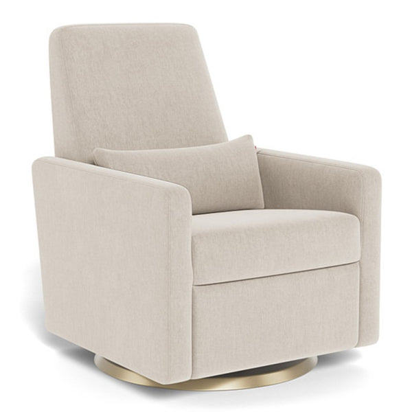 Monte Grano Glider Recliner with Matching Pillow - Dune Fabric with Swivel Gold Base