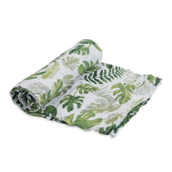 Little Unicorn Cotton Muslin Swaddle Blanket - Tropical Leaf