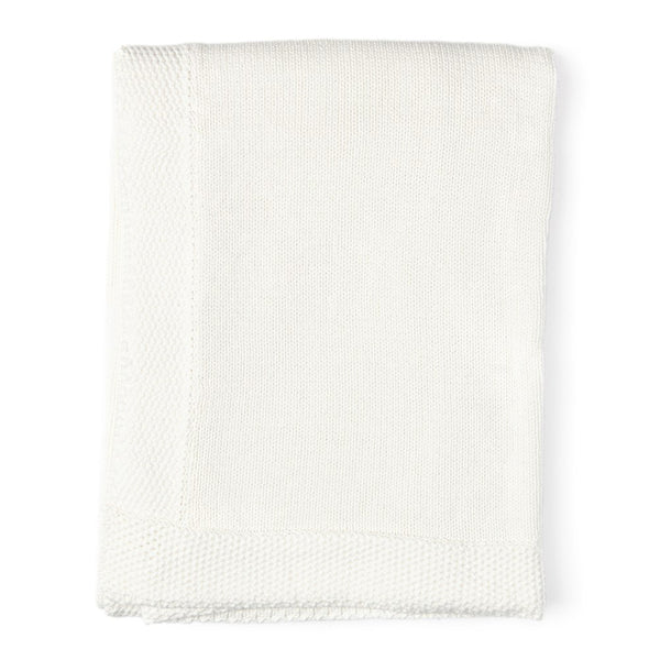 Baby Mode Signature Cable Knit Blanket with Borders - White