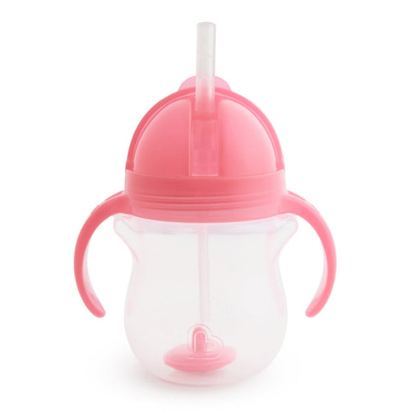 Munchkin Any Angle Click Lock Weighted Straw Trainer Cup - Light Pink (7oz)