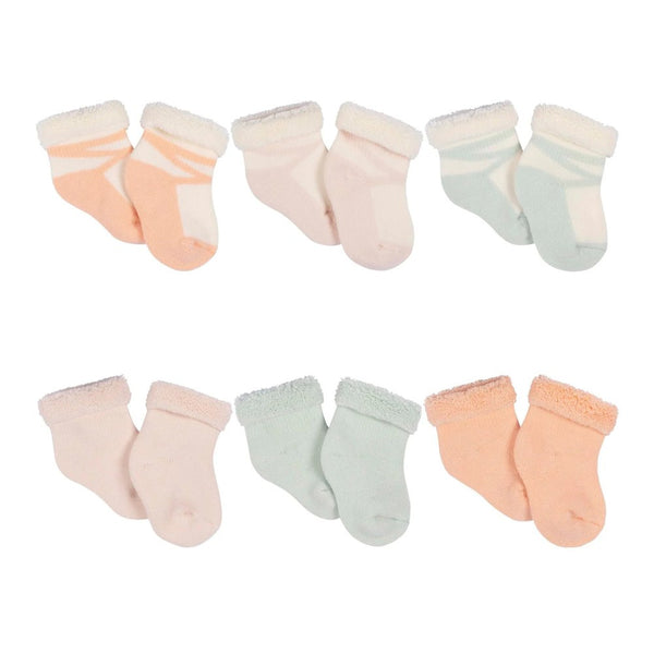 Gerber Childrenswear 6-Pack Baby Terry Bootie Socks - Wildflower (0-3 Months)