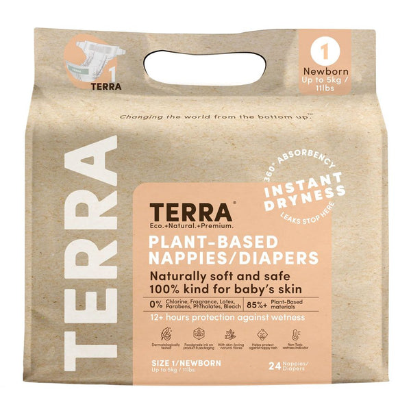 Terra Diapers Size 1-Newborn  24/Pack (up to 11lbs)