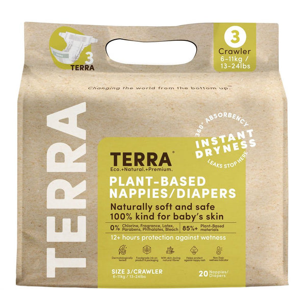 Terra Diapers Size 3-Crawler 20/Pack (13 - 24lbs)