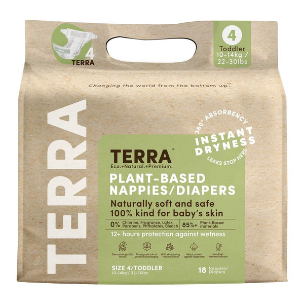 Terra Diapers Size 4-Toddler  18/Pack (22 - 30lbs)