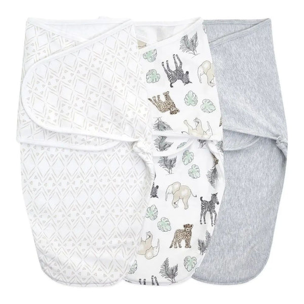 A+A Easy Swaddle Wrap 3PK  Toile 0-3M