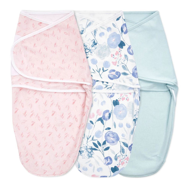 A+A Easy Swaddle Wrap 3PK  Flowers Bloom 0-3M