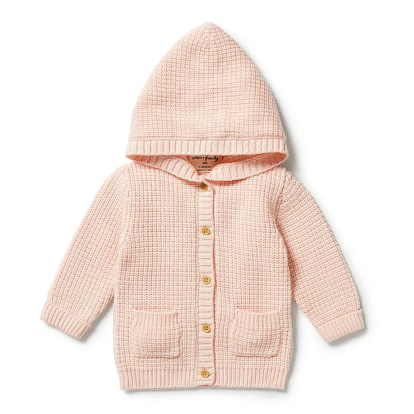 Wilson+Fre Knit ButtonCardi Blush Knit Button Hooded-0-3M