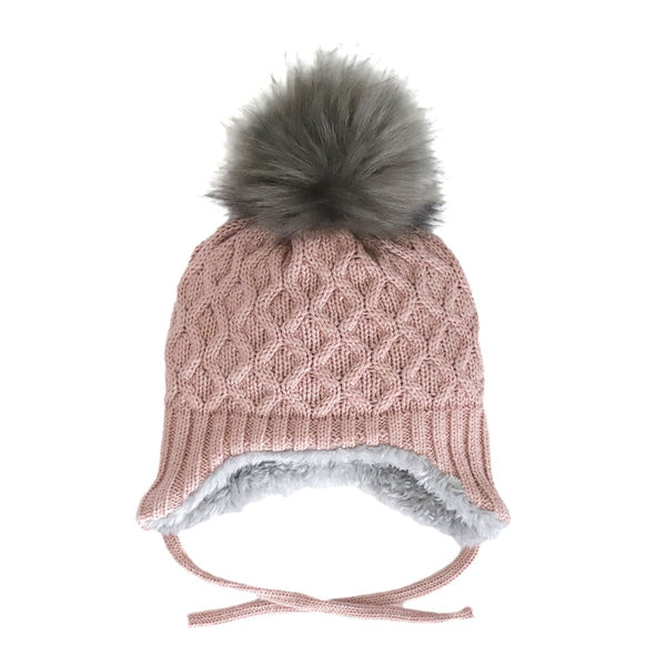 Calikids Cotton Knit Single Pom Pom Baby Winter Hat