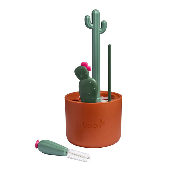 Boon Cacti Bottle Brush Set - Brown/Dark Green