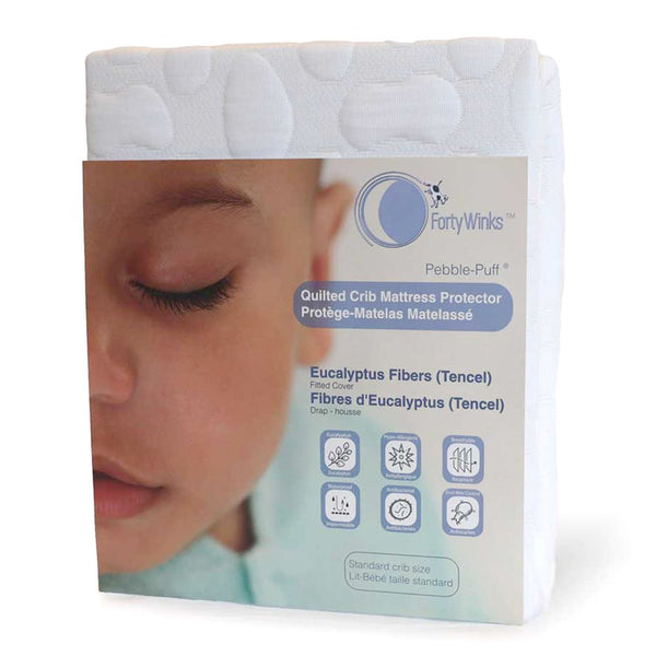 Forty Winks Pebble-Puff Quilted Crib Mattress Protector - Eucalyptus Fibers (Tencel)