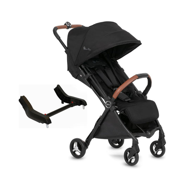 Silver Cross Jet 3 Super Compact Stroller and Adapter Bundle - Black