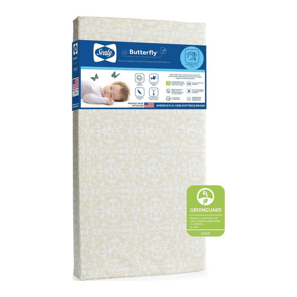 Sealy Butterfly Posture Support Crib and Toddler Bed Mattress with Waterproof Vinyl Cover (83972) (Open Box)