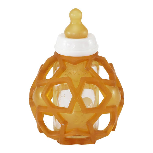 Hevea 2-in-1 Glass Baby Bottle with Upcycled Rubber Star Ball Cover - Natural (4 oz) (84040) (Open Box)