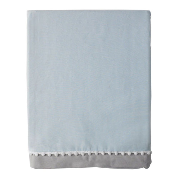 Living Textiles Baby Crib Bed Skirt - Blue and Grey Popplin (84675) (Open Box)