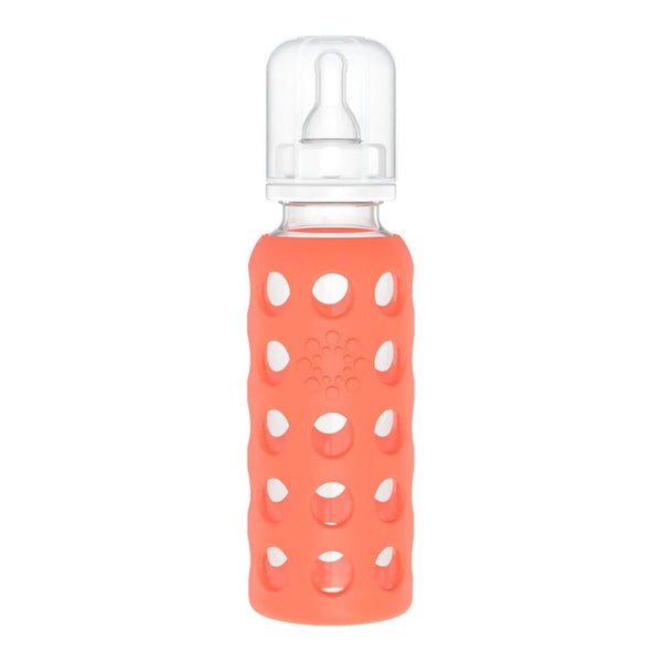 Lifefactory Glass Baby Bottle with Silicone Sleeve - Papaya (9 oz) (85413) (Open Box)
