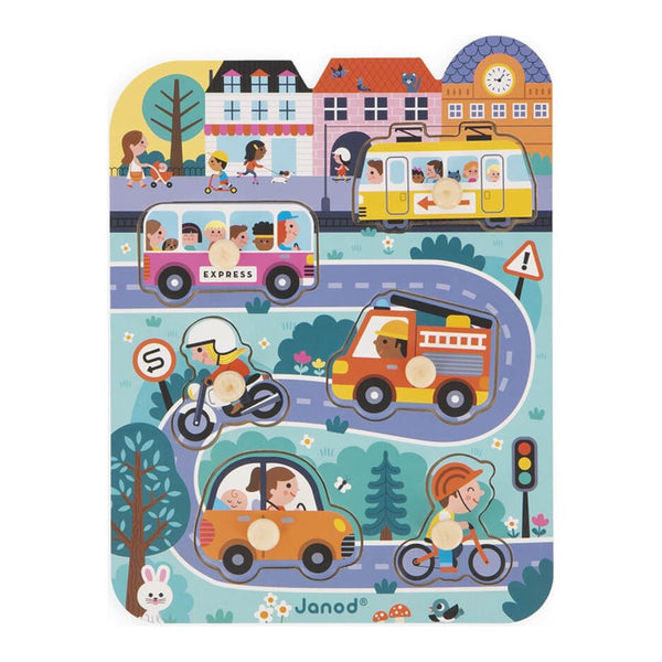 Janod 6-Piece Wood Puzzle Toy - In the City (85570) (Open Box)