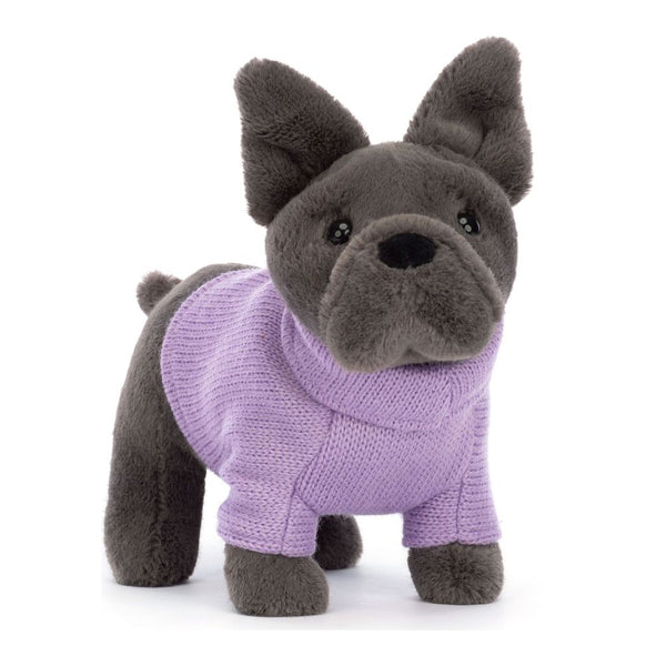 Jellycat Bashful Plush Toy - French Bulldog in Purple Sweater (7 inch)