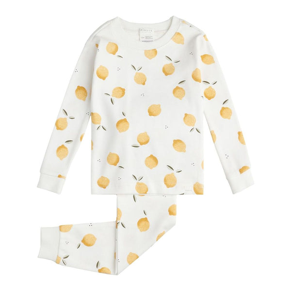 Petit Lem 2-Piece Organic Cotton Pajama Set with Swim Diaper in Lemons Print