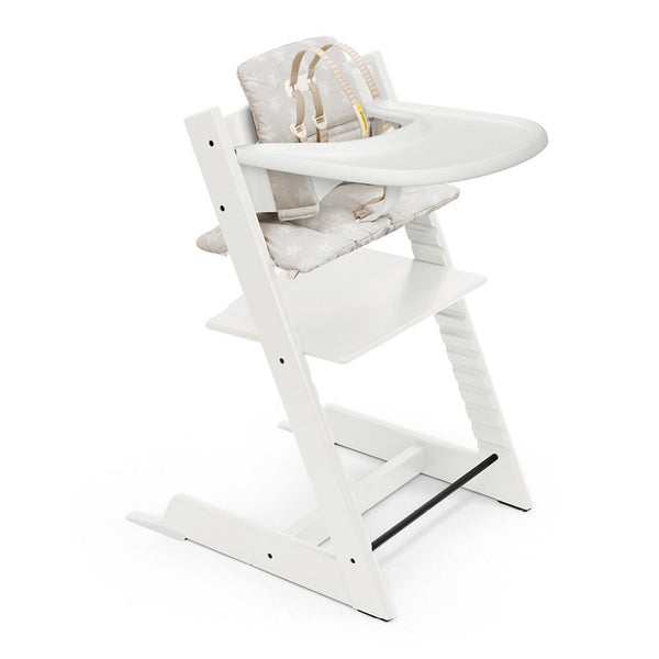 Tripp Trapp High Chair and Cushion with Stokke Tray - White / Stars Silver (OPEN BOX)