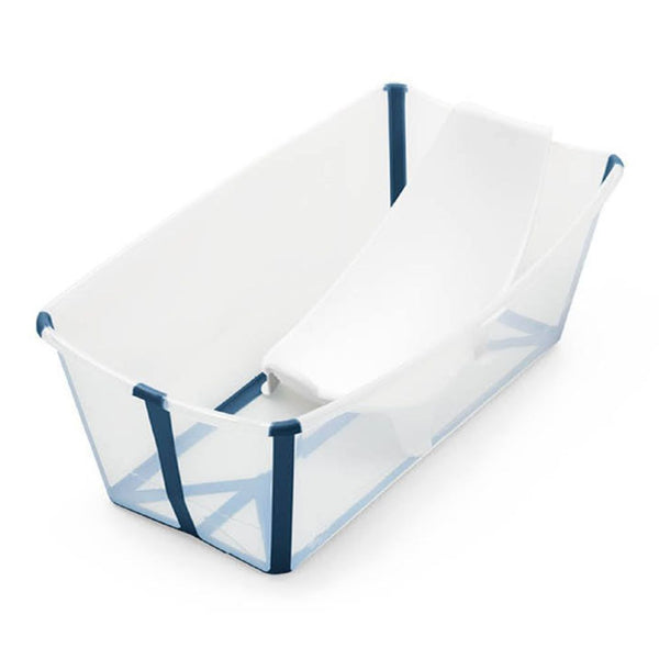 Stokke Flexi Bath Bundle with Heat-Sensitive Plug and Flexi Bath Newborn Support - Transparent Blue (87086) (Open Box)