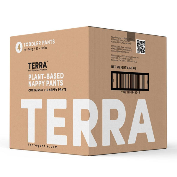 Terra 8-Pack Natural Plant-Based Eco-Friendly Training Pants - 128 diapers, 16 count per pack (Size 4, Toddler)