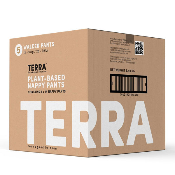 Terra 8-Pack Natural Plant-Based Eco-Friendly Training Pants - 112 diapers, 14 count per pack (Size 5, Walker)