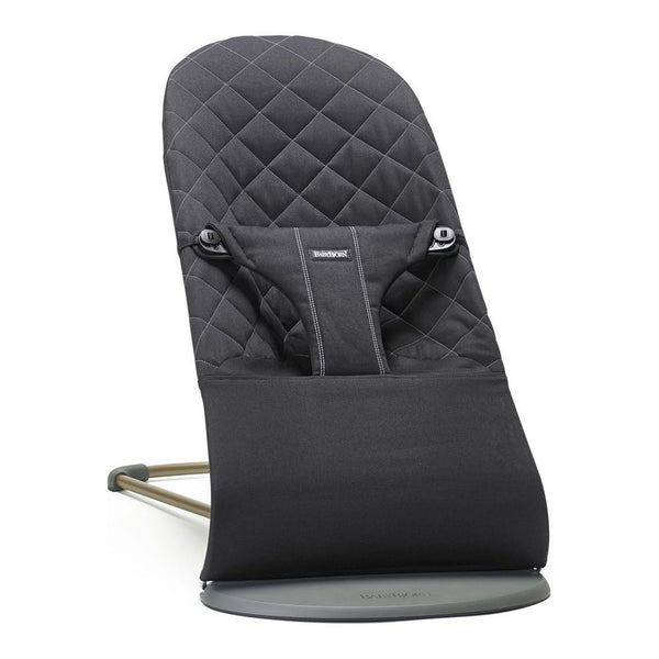 BabyBjorn Bouncer Bliss in Woven Fabric - Classic Quilt, Black on Dark Grey Frame (87255) (Open Box)