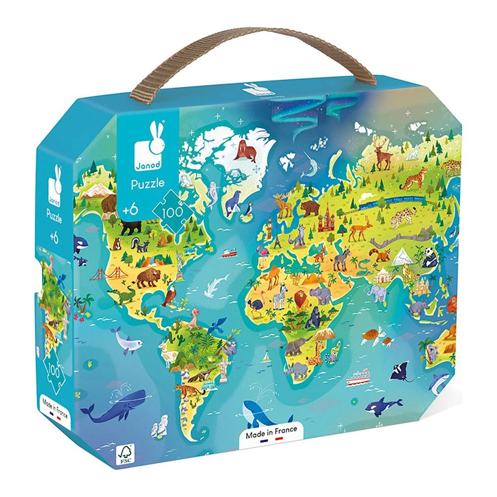 Janod 100-Piece World Map Puzzle – Dear-Born Baby