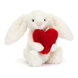 Jellycat Bashful Bunny Plush Toy - Red Love Heart (Small, 7 inch) Default Title