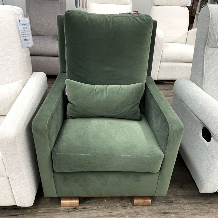 Monte Design Como Glider - Walnut Base with Moss Green Fabric (Floor Model)