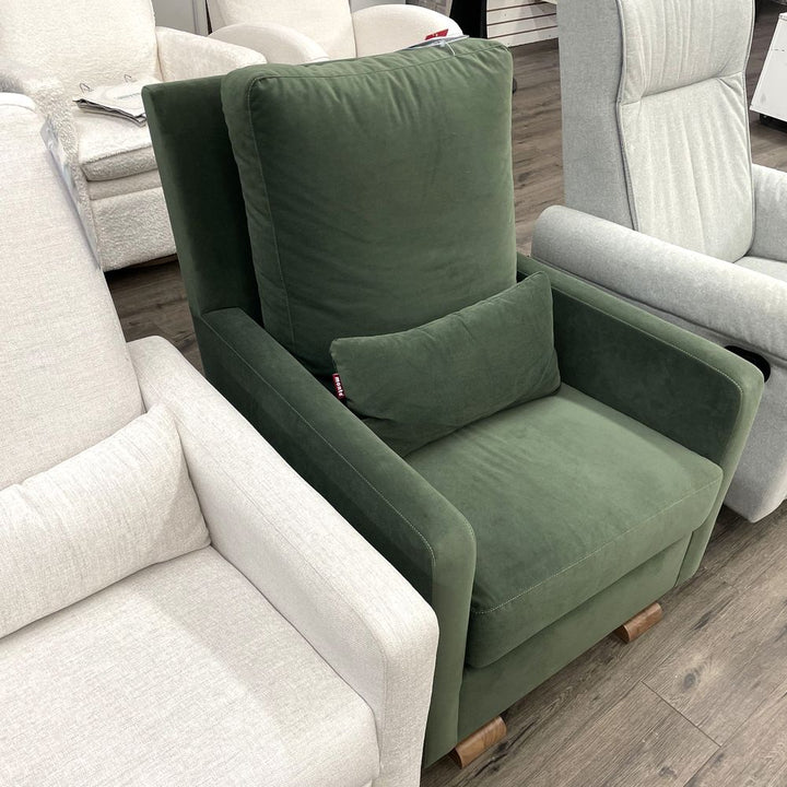 Monte Design Como Glider - Walnut Base with Moss Green Fabric (Floor Model)