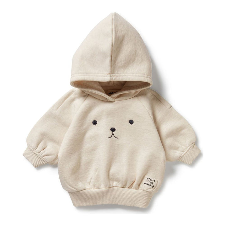 Wilson+Frenchy Tiny Bloom Organic Terry Hooded Sweatshirt Oatmeal 3T