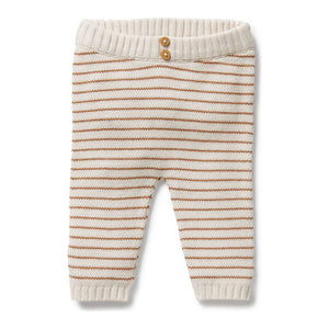 Wilson+Frenchy Organic Knitted Striped Legging - Cinnamon Newborn