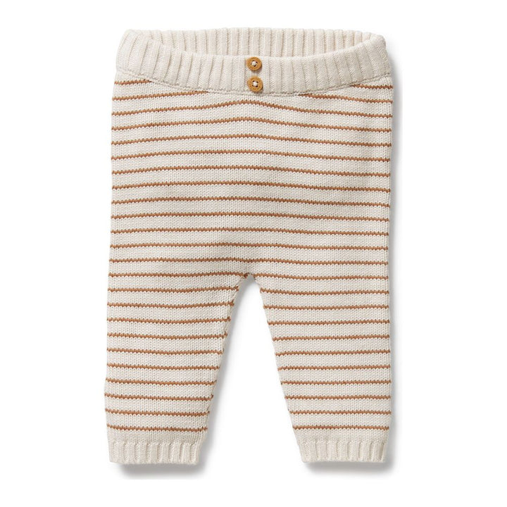 Wilson+Frenchy Organic Knitted Striped Legging - Cinnamon Newborn