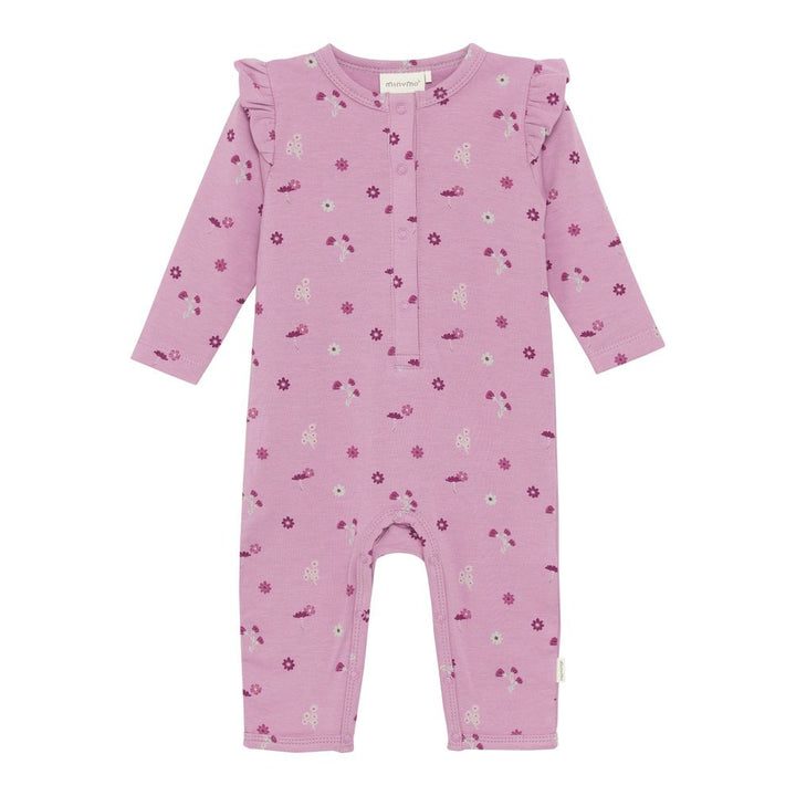 Minymo Organic Cotton Romper - Mauve Orchid 6 Months