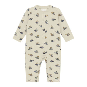 Minymo Organic Cotton Romper - Oxford Tan Newborn